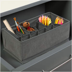 Afbeelding van Opvouwbare stoffen opbergdoos - 32 x 16 x 11 cm - 12 vakken - grijs [BW2079] - 9605 3ac7 4d2f 8eb4