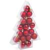 Afbeelding van Kerstboomdecoratieset - Rood - 17-delig (Ø3 cm) - kunststof kerstballen in mat, glans en glitter - gouden