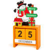 Afbeelding van Houten kerst kalender – MDF bureaukalender 13,5 x 7 x 3,5 cm – Kerstman, rendier of sneeuwpop design