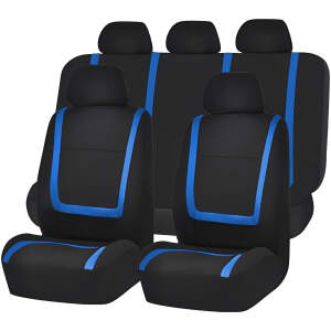 Afbeelding van Universele autostoelhoes set - blauw/zwart - 9-delig - beschermhoes voor voor- en achterstoelen inclusief