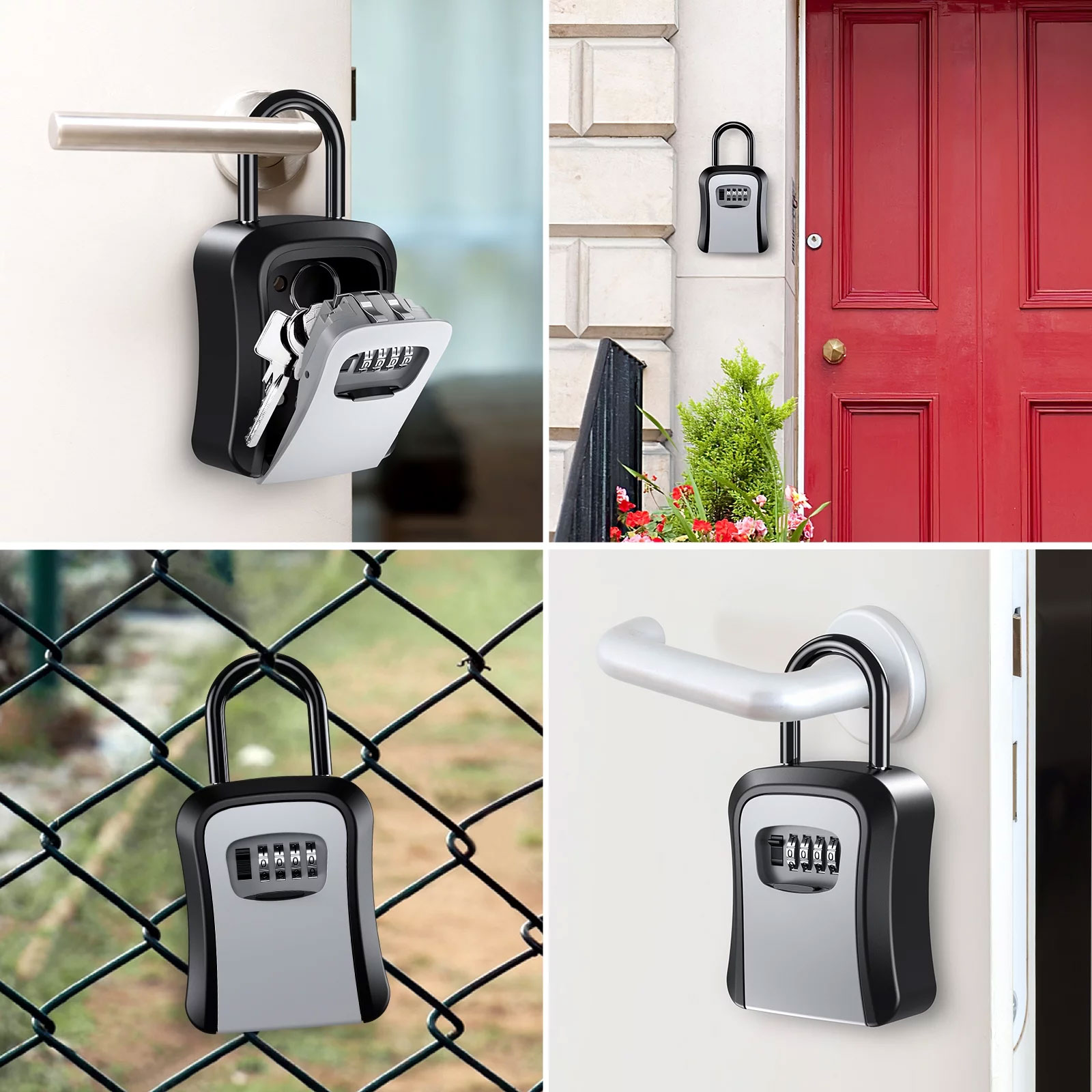 Afbeelding van Sleutelkluis met Combinatieslot en Afsluitbare Beugel - Metalen Veilig Opbergdoosje voor Sleutels - Compact