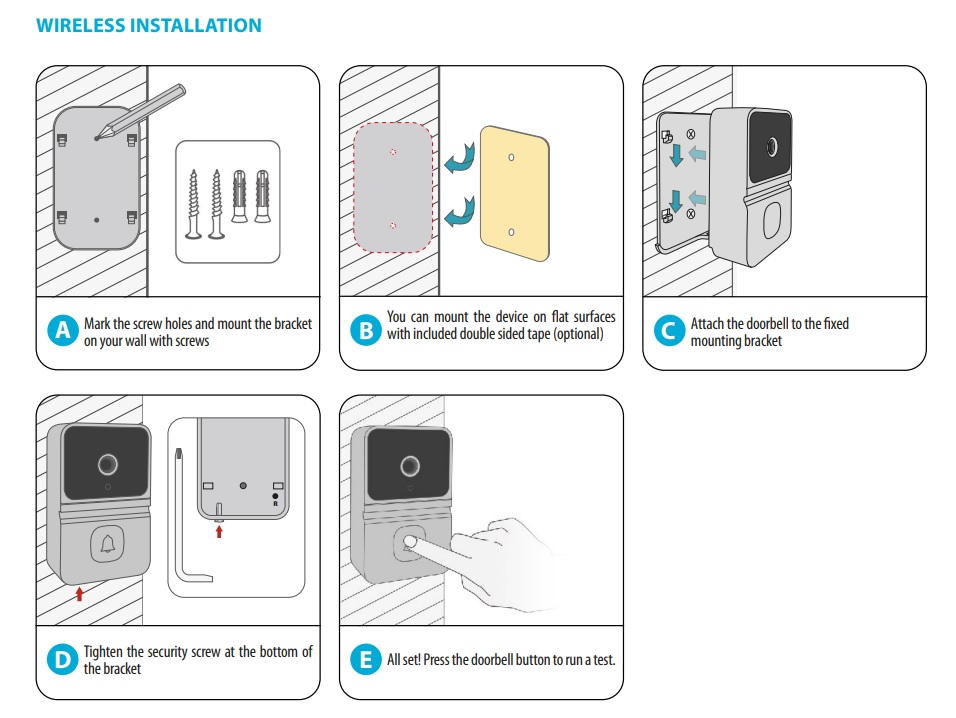 Afbeelding van Delight Video Deurbel met Camera En Wifi - Intercom – HD – Nachtzicht - Deurbellen met Camera - 55385BK