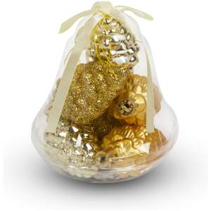 Afbeelding van Kerstdecoratieset - Goud - 6-delig - Ø6 cm - 2 matte, 2 glanzende, 2 glitter kerstballen - Kunststof - Met
