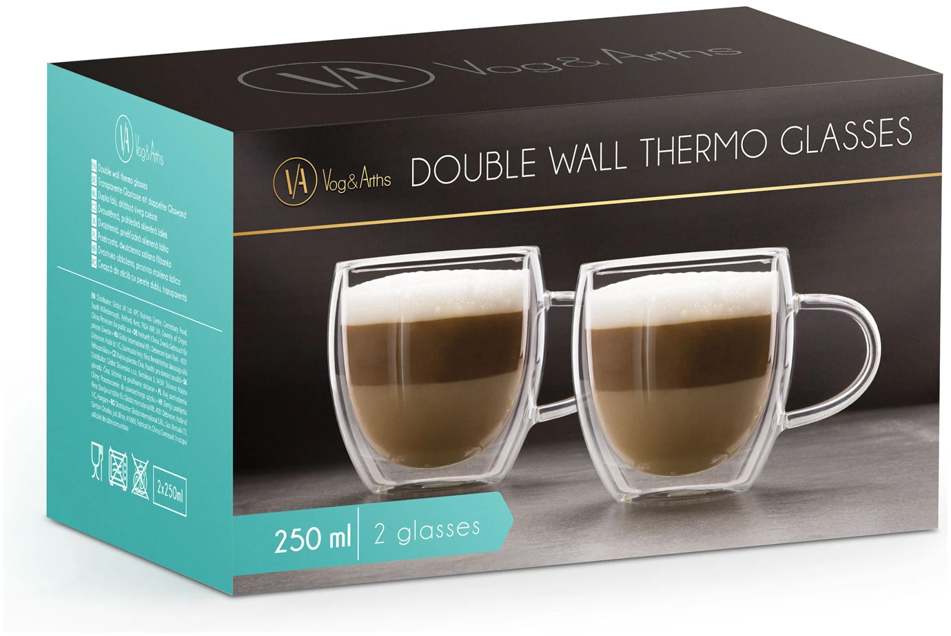 Afbeelding van Vog&Arths - Dubbelwandige Glazen - Theeglazen - 250 ml - 2 stuks - Latte Macchiato / Cappucino Glazen -