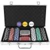Afbeelding van Poker Set in Aluminium Koffer - 300 Chips, 2 Kaartspellen, Dobbelstenen - Inclusief Sleutel & Dealer Chip