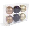 Afbeelding van Kerstdecoratieset - Donkergoud - 6-delig - Ø7 cm - 2 matte, 2 glanzende, 2 glitter kerstballen - Kunststof -