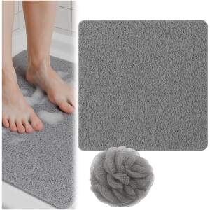 Afbeelding van HSXL - Antislipmat - 60x60CM - Incl. Netspons - Antislip Douchemat Grijs – Anti Slip Douche Cabine Mat –