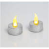 Afbeelding van LED theelichtjes 2 stuks - zilver - warm wit licht met flikkerend vlam effect - veilig zonder vuurgevaar -