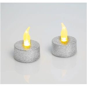 Afbeelding van LED theelichtjes 2 stuks - zilver - warm wit licht met flikkerend vlam effect - veilig zonder vuurgevaar -