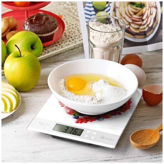 Afbeelding van Vog&Arths - Digitale Precisie Keukenweegschaal – Weegschaal Keuken - 1gr -5kg -Tarra Functie - Wit -