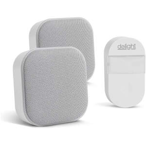 Afbeelding van 2-in-1 draadloze deurbel & nachtlamp - Kinetisch / batterijloos - dubbel - wit - 2 ontvangers - 36