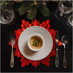 Afbeelding van Siliconen Pannenonderzetter En Placemat Sneeuwvlok – Rood – Voor Pannen Borden En Schalen –