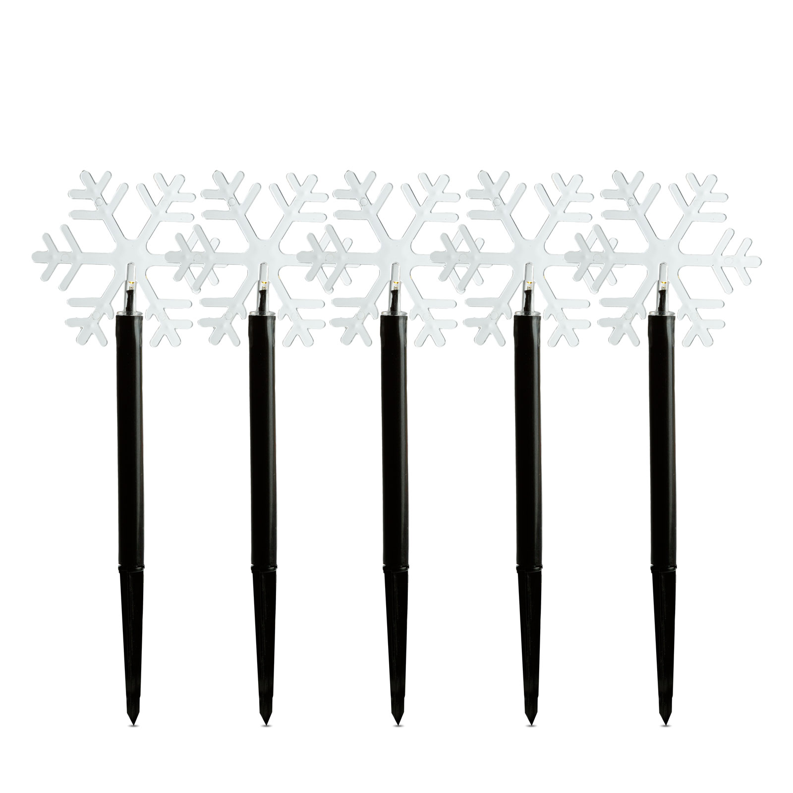 Afbeelding van 5x Kerst Staaklamp Met Ijskristallen – LED Tuinverlichting Met 5 LEDs – Warm Wit Licht – Knipperend En