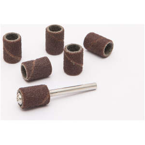Afbeelding van 6-delige 1/4″ schuurbandenset + mandrel Ø 3,1 mm (10125-09) - max 28 000 RPM, geschikt voor midi 10362