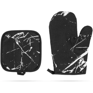Afbeelding van Ovenhandschoen + pannenlap set / hittebestendige keukenset - zwart - XL - 25 cm [56051F] - aef2 b8ca 4610