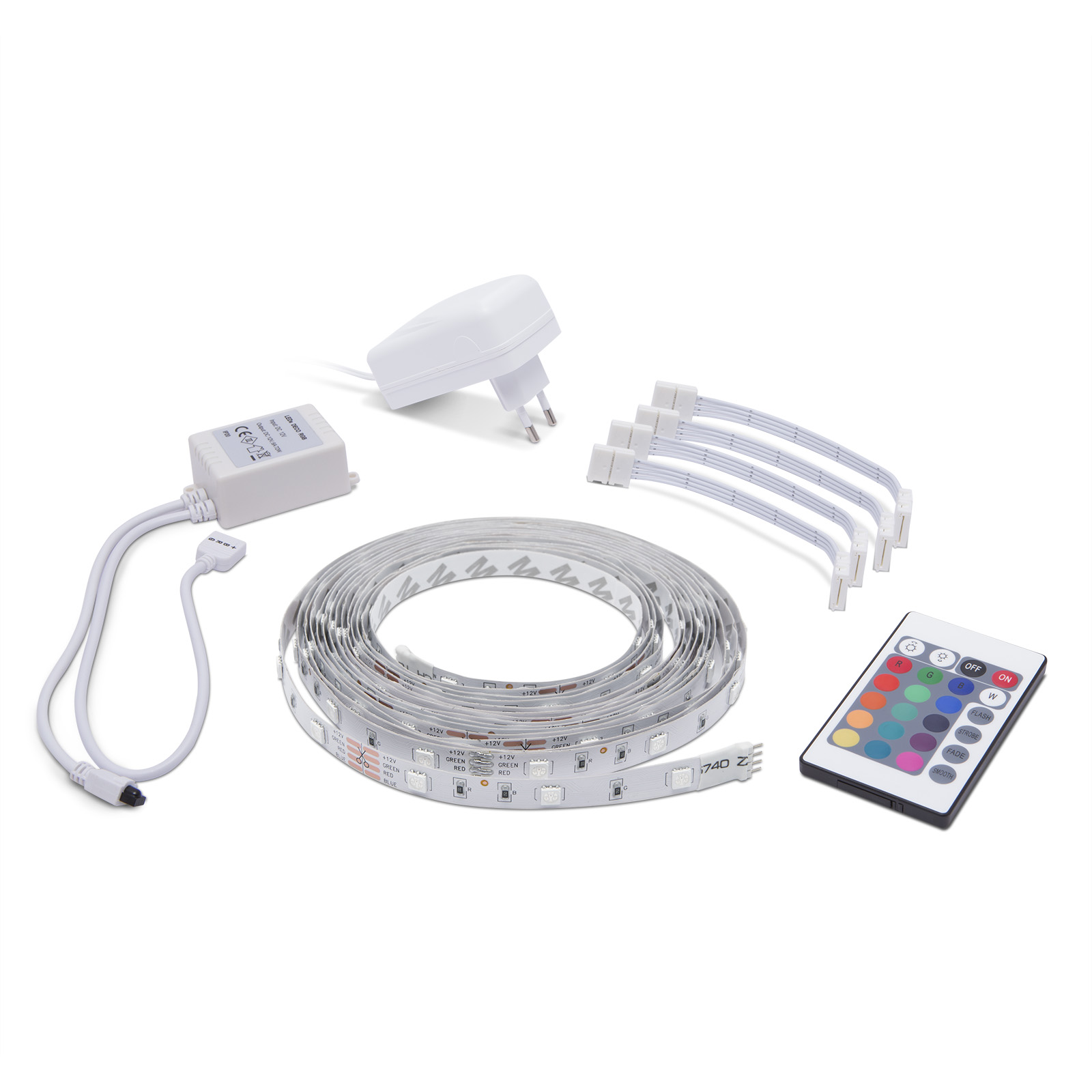 Afbeelding van RGB LED-strip set - 5 m - met afstandsbediening - SMD 5050 - IP20 - 7,2 W/m - voor binnenverlichting &