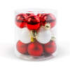 Afbeelding van Kerstboomdecoratieset met 15 kerstballen (Ø3 cm) - rood/wit - lichtgewicht plastic ornamenten [58789] - b836