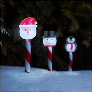 Afbeelding van Solar Kerstlamp Met LED Verlichting – Kerstman Sneeuwman Of Pinguïn – Koud Wit Licht – Knipperend Of