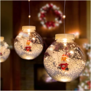 Afbeelding van LED-lichtgordijn - sneeuwbol met Kerstman - 2,7 x 0,75 m - 110 warmwitte LED's - IP44 1 Stuks [58917] -