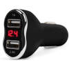Afbeelding van Autolader sigarettenaansteker - 2x USB (2,4A + 1A) met voltmeter & ampèremeter - LED-display - 12-24V -