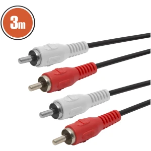 Afbeelding van 3 meter RCA kabel - dubbele RCA plug naar RCA plug - rood/wit - hoogwaardige multimedia en TV audio kabel 2