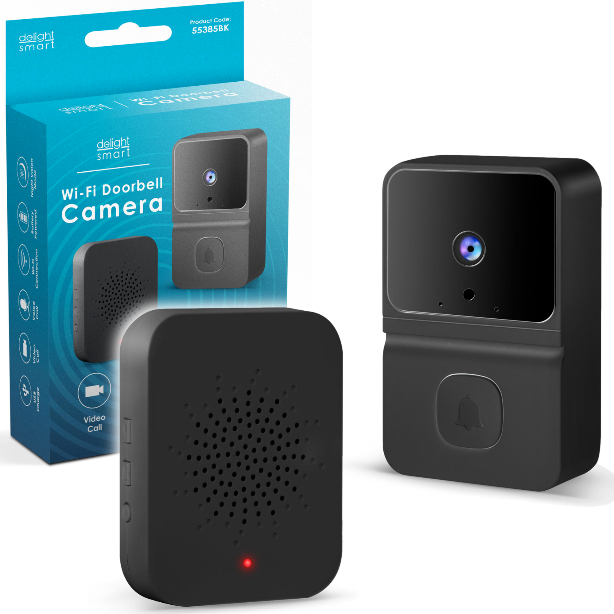 Afbeelding van Delight Video Deurbel met Camera En Wifi - Intercom – HD – Nachtzicht - Deurbellen met Camera - 55385BK