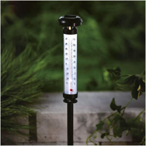 Afbeelding van Solar tuinthermometer met LED - verlichte buitenthermometer op zonne-energie (6,3 x 44,5 cm) [11279] - bdd3