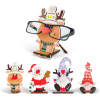 Afbeelding van Kerst brillenhouder van hout – Tafeldecoratie 14 x 10 cm – Kerstman, rendier, elf of sneeuwpop design