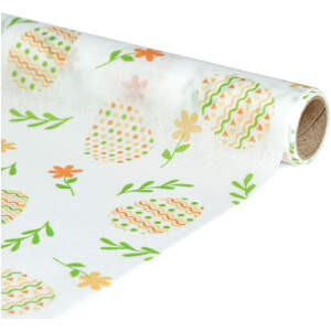 Afbeelding van Tafelloper Pasen 180 x 28 cm – Paasdecoratie met Paasei Motief – Witte Tafelloper van Polyester voor