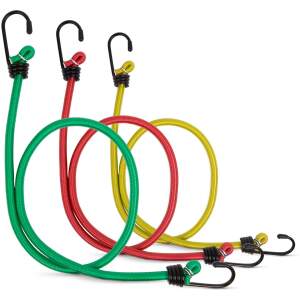 Afbeelding van Set van 6 Elastische Snelbinders - 2×45/60/80 cm met Metalen Haken, Elastisch & Veilig voor Auto, Boot