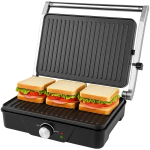 Afbeelding van Eldom GK170 Contactgrill – 2000W RVS – Dubbele Grillfunctie – 30x25 cm – Antiaanbak /