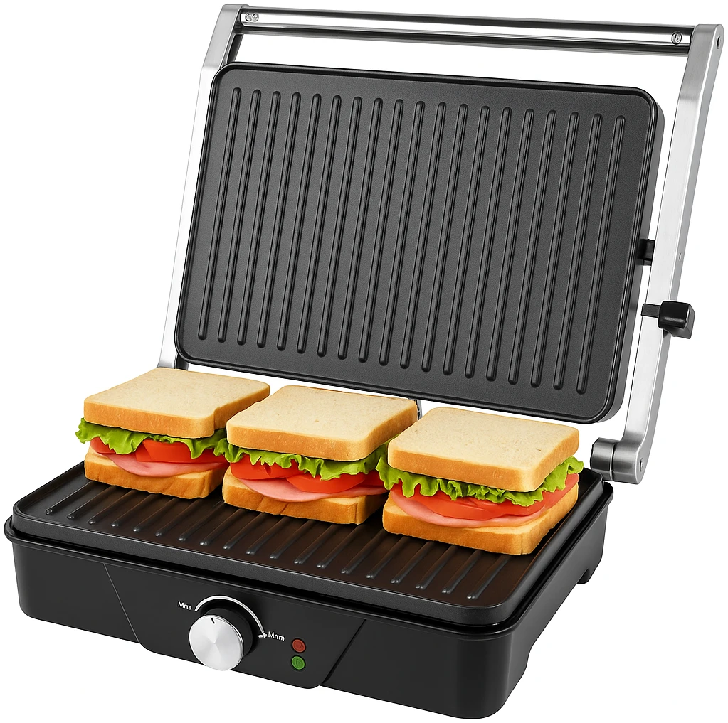 Afbeelding van Eldom GK170 Contactgrill – 2000W RVS – Dubbele Grillfunctie – 30x25 cm – Antiaanbak /