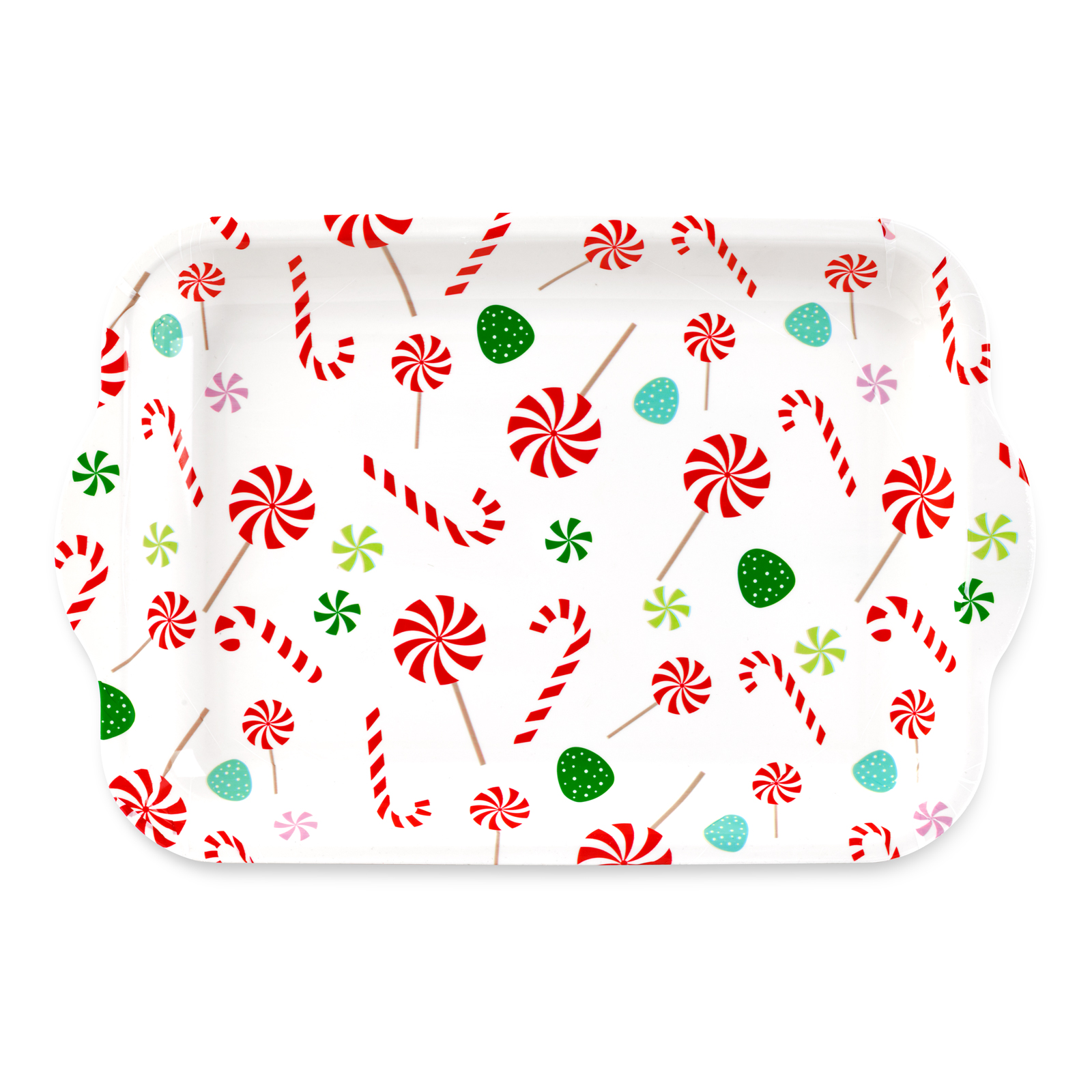 Afbeelding van Kerst serveertray van kunststof – Rechthoekige kerstschaal 34 x 23 cm – Feestelijke serveerschaal met