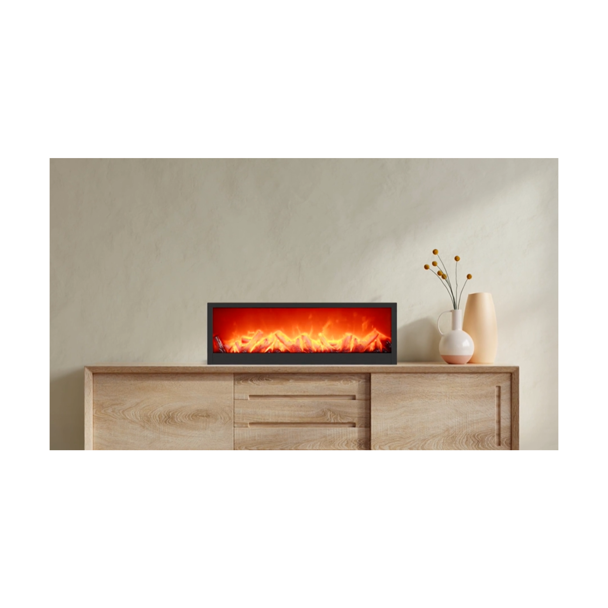 Afbeelding van Bewello - Mobiele Elektrische Sfeerhaard voor op een schouw of tafel - Open Haard met LED-vlameffect - werkt