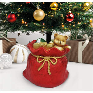 Afbeelding van Kerstboomstandaard Kerstzak van de Kerstman – Decoratieve Kerstboomvoet van Kunststeen – Stevige