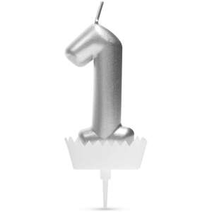 Afbeelding van Verjaardagskaars cijfer 1 - 6×3 cm - taartkaars - decoratieve kaars voor feest & verjaardag [56183-1] -