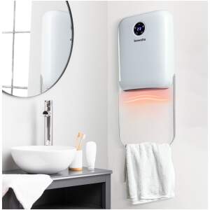 Afbeelding van Wandverwarming met Handdoekhouder - 800/2000W - LED Display - Thermostaat - Afstandsbediening - Wit [BW2104]