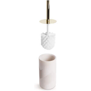 Afbeelding van Toiletborstel met houder - mat beige/goud - Ø9,5 x 35,5 cm - hars en metaal [BW3022D] - ce68 f219 4e05 9de7