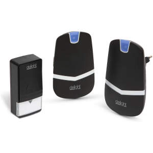 Afbeelding van Draadloze deurbel - Kinetisch / batterijloos - zwart - 2 ontvangers - 36 melodieën - IP44 waterbestendig -