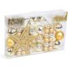 Afbeelding van Kerstdecoratieset - Goud - 66-delig - Ø3/6 cm - 60 kerstballen (mat, glanzend), 3 sterren, 1 piek, 1 m