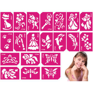 Afbeelding van Sjabloonset voor Meisjes - 21 Stuks Glittertattoo- en Schminksjablonen 1 Stuks [TY50105] - d3b8 930b 4d81