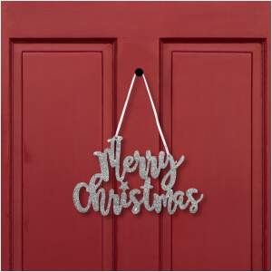 Afbeelding van Kerstdecoratie - label "Vrolijk Kerstfeest" - 20 x 12 cm - zilver 1 Stuks [58541B] - d5b5 27ad 4d15