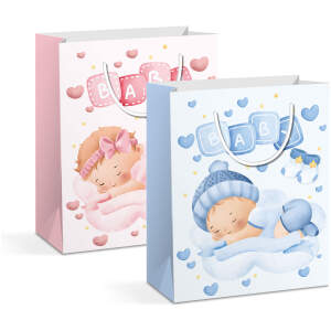 Afbeelding van Cadeautas - papier - 265 x 127 x 330 mm - 2 soorten / verpakking 12 Stuks [58290] - d840 41ad 4e20 b172