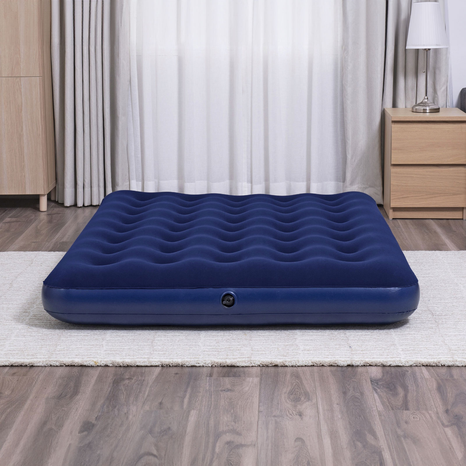 Afbeelding van Bestway éénpersoons (of tweepersoons) Velours Luchtbed 191×137×22 cm - Enkel & comfortabel - Blauw -