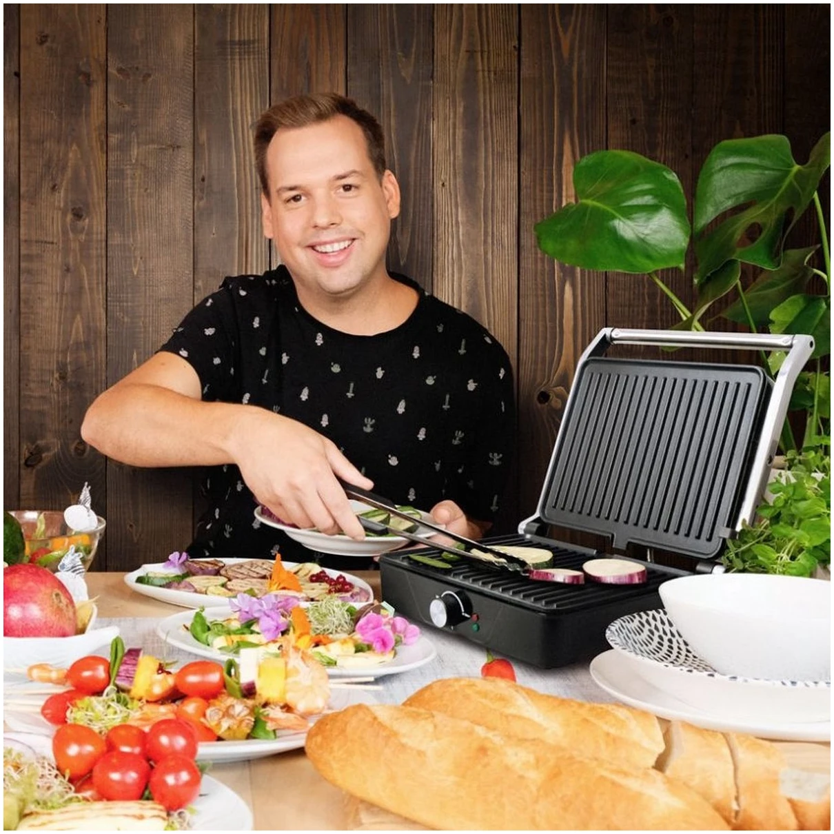 Afbeelding van Eldom GK170 Contactgrill – 2000W RVS – Dubbele Grillfunctie – 30x25 cm – Antiaanbak /