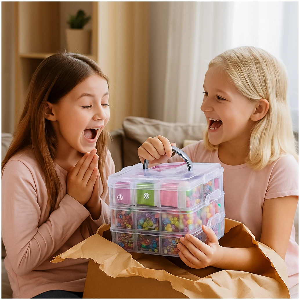 Afbeelding van N'JOY LIFE - DIY Sieraden Maken Set – 4655-delig Knutselpakket voor Meisjes – In 3 laags opbergbox