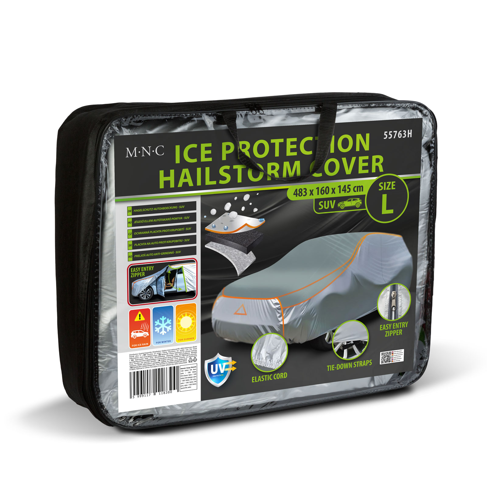 Afbeelding van Autohoes tegen Hagel voor SUV XL - 533x196x150 cm - 150D Oxford met EVA Schuim, Zijklep en Reflecterende Logo