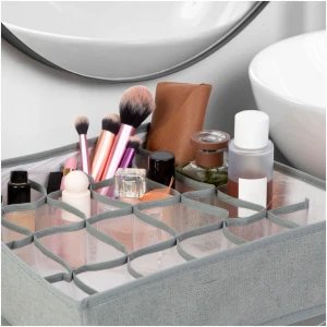 Afbeelding van Opvouwbare stoffen opbergdoos - 32 x 32 x 10 cm - 24 vakken - grijs [BW2080] - dd77 a916 4505 b801