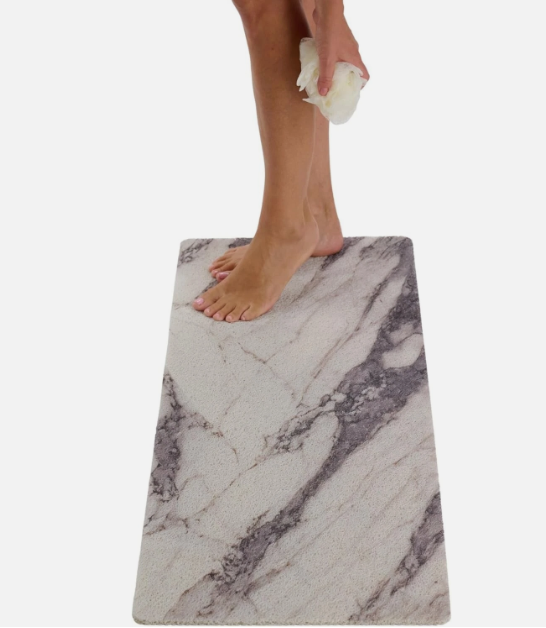 Afbeelding van HSXL - Antislipmat - 70x40CM - Incl. Netspons - Antislip Douchemat Wit Marmerlook – Anti Slip Douche Cabine