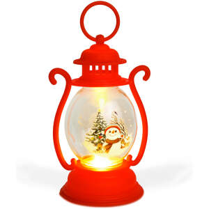 Afbeelding van Kerst Lantaarn Met LED Verlichting – Sneeuwman Design – Warm Wit Flikkerend Licht – Batterijgevoed Met